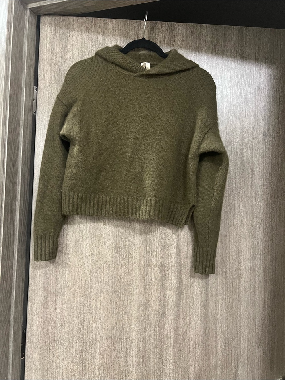 Cashmere Babaton Olive Hooded Cropped Sweater